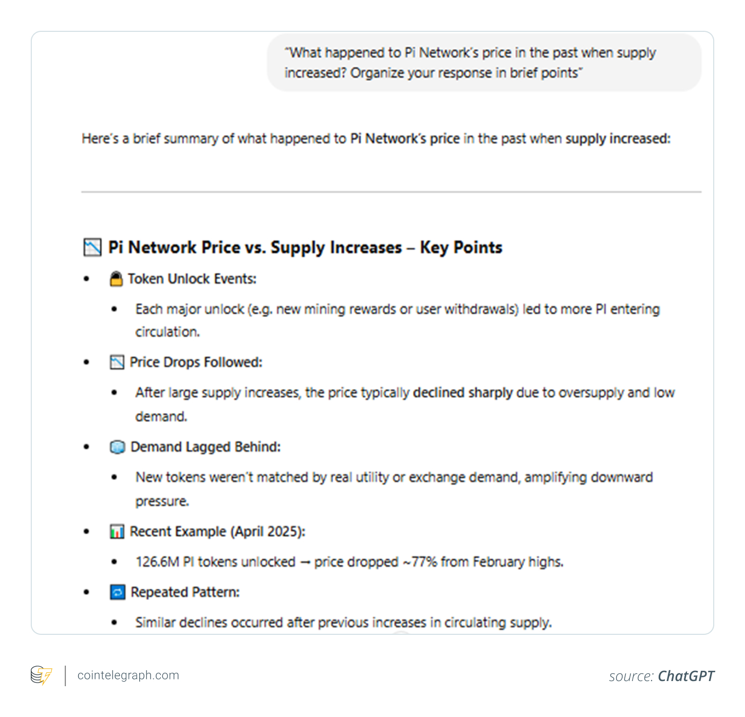 ChatGPT's response to follow-up prompt on Pi Network ChatGPT's response to follow-up prompt on Pi Network